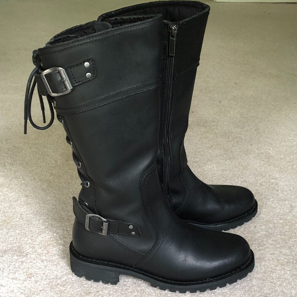 Harley-Davidson® Women's Alexa Back Lace Black Leather Motorcycle Boots D85167